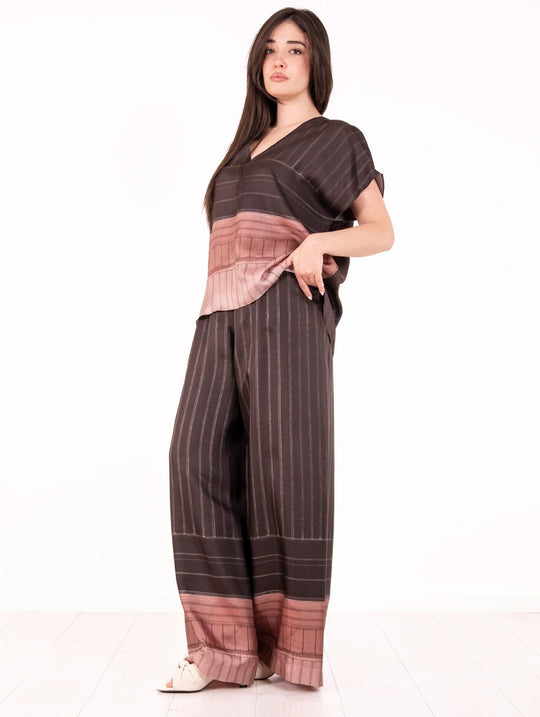 Pantalone Alysi in Seta Fantasia Choco