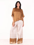 Pantalone Alysi in Seta Gesso e Bronzo
