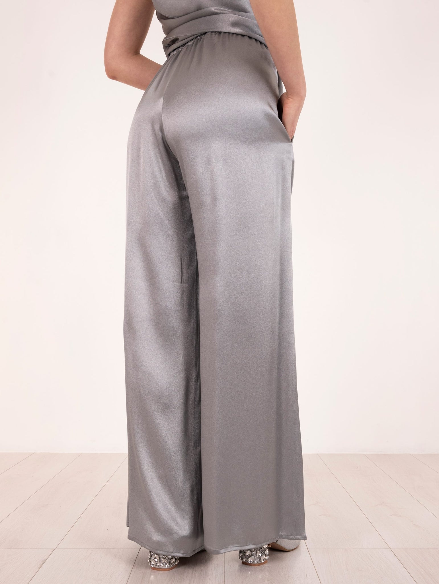 Pantalone Antonelli in Seta Fluida Grigio