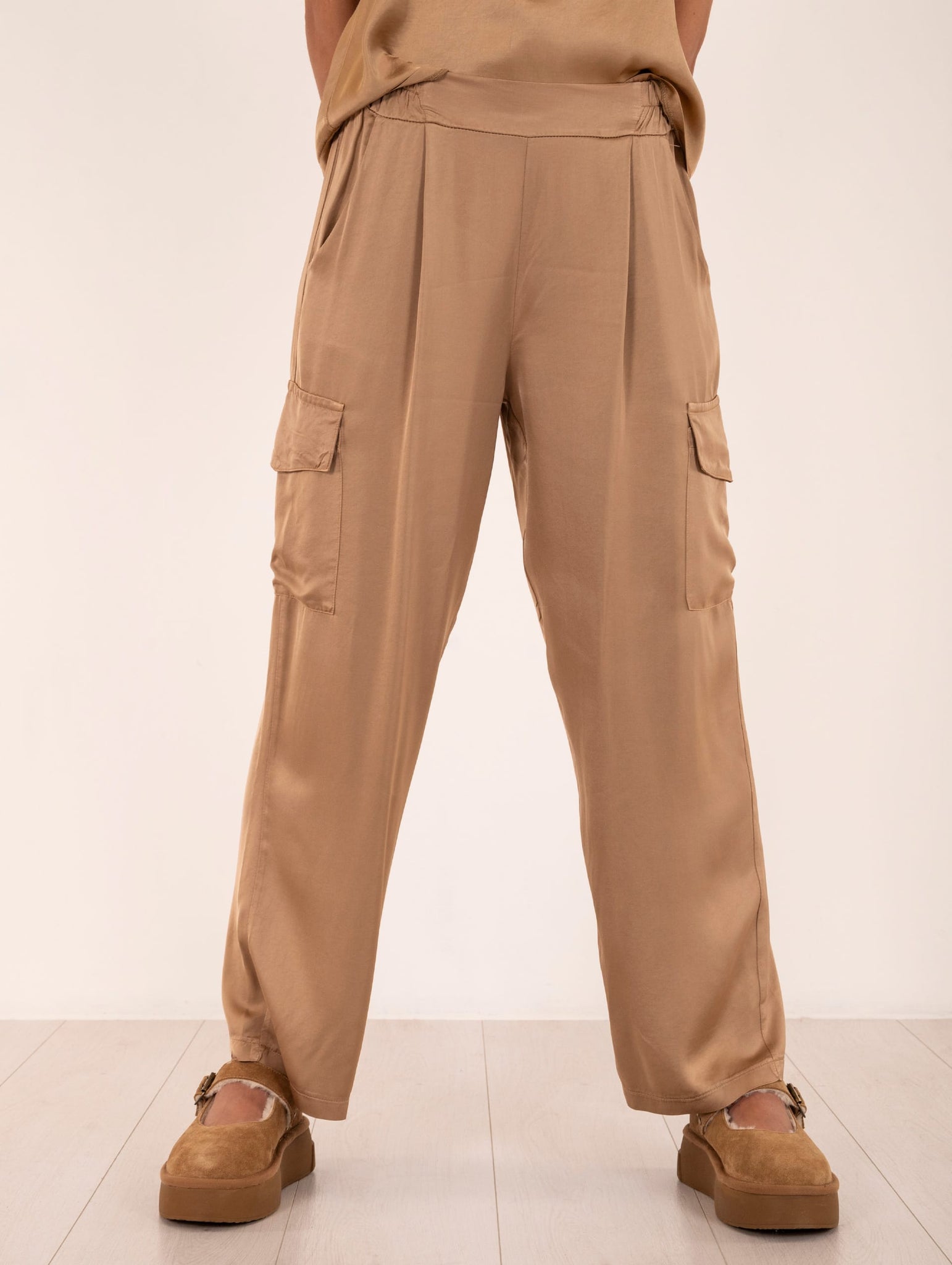 Pantalone Cargo Daniele Fiesoli in Viscosa Stretch Cammello