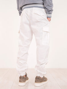 Pantalone Cargo Eleventy Milano in Cotone Bianco