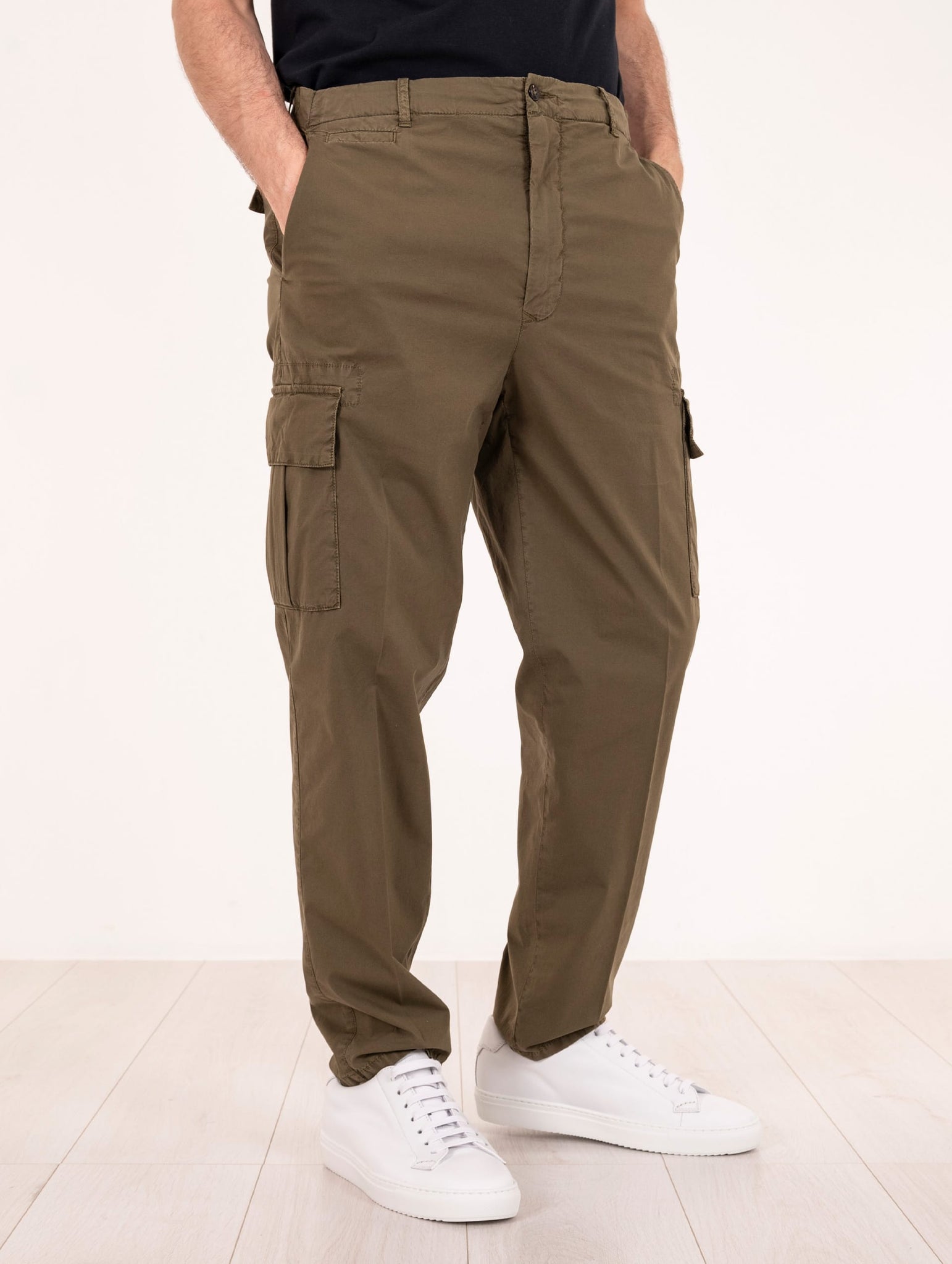 Pantalone Cargo L.B.M. 1911 in Cotone Stretch Oliva