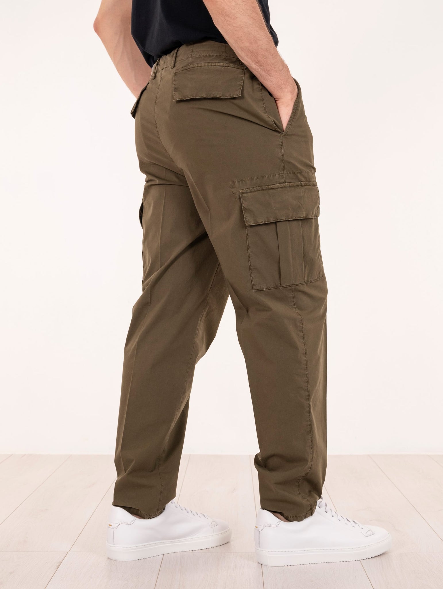 Pantalone Cargo L.B.M. 1911 in Cotone Stretch Oliva