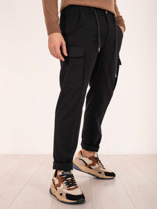 Pantalone Cargo Myths in Misto Viscosa Nero