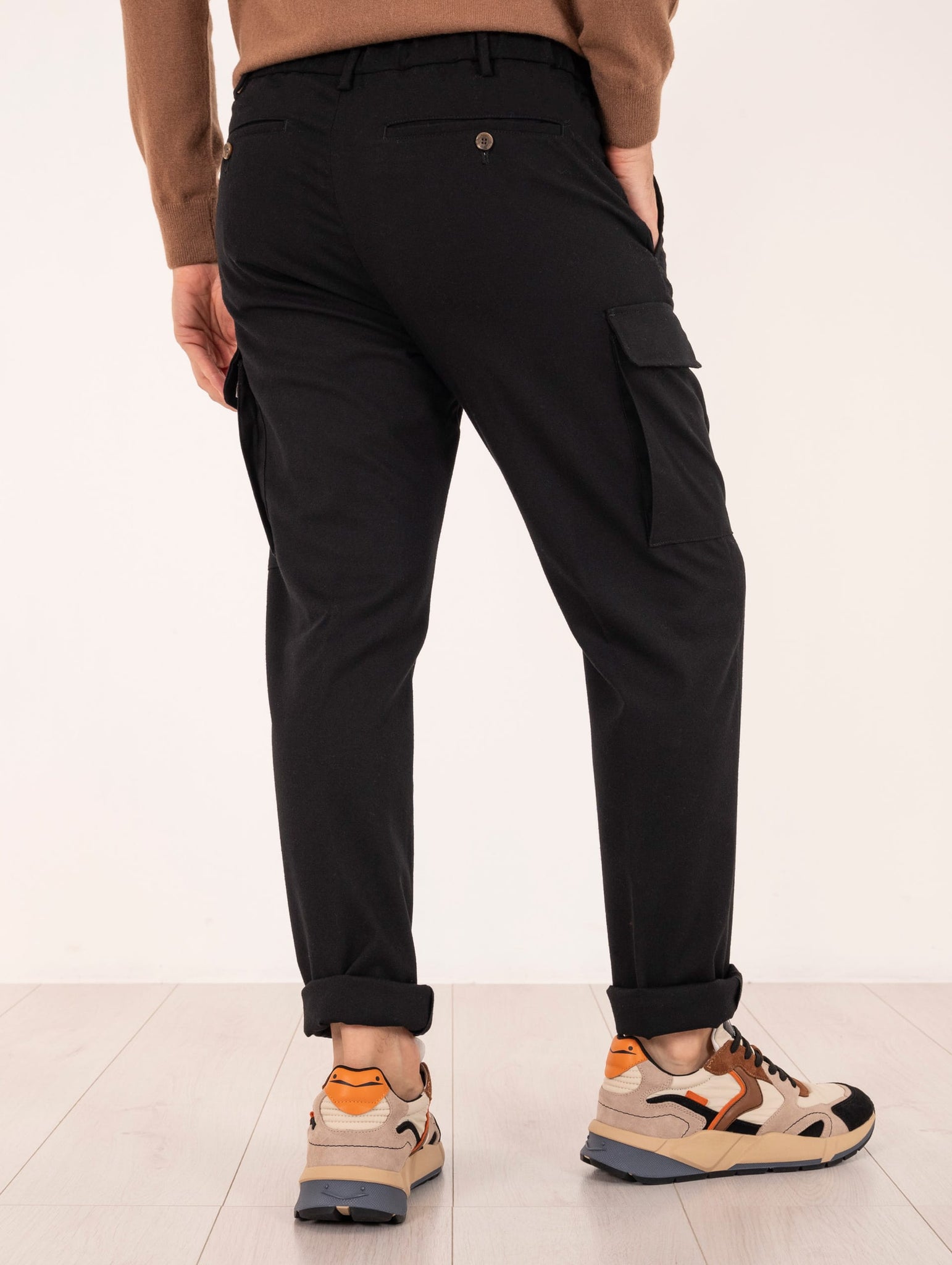 Pantalone Cargo Myths in Misto Viscosa Nero