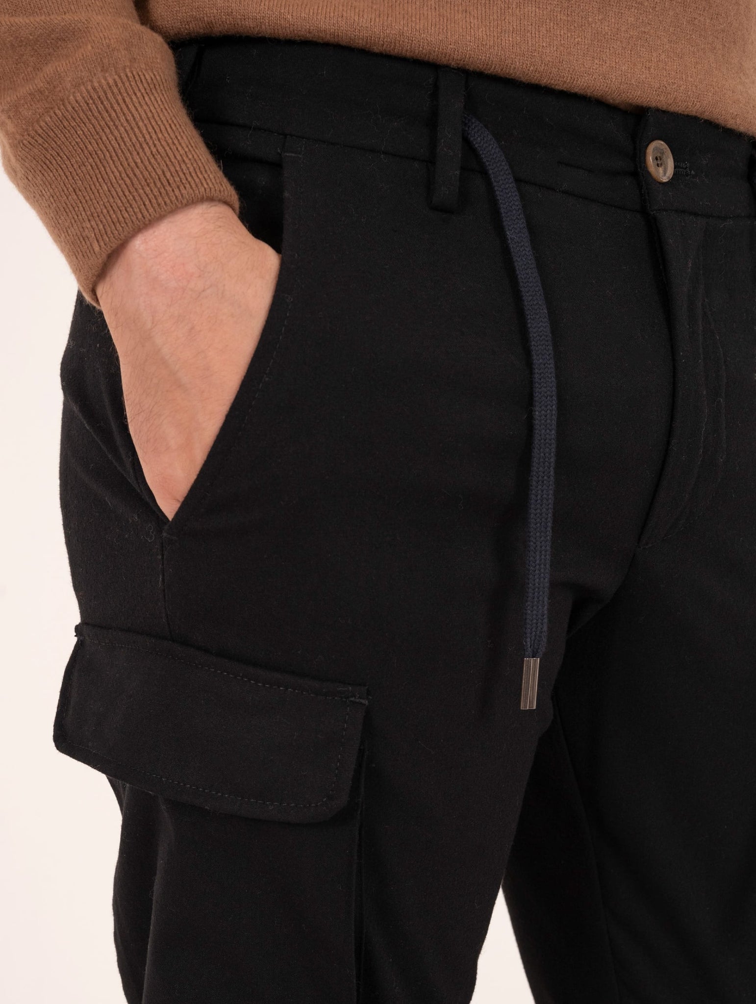 Pantalone Cargo Myths in Misto Viscosa Nero