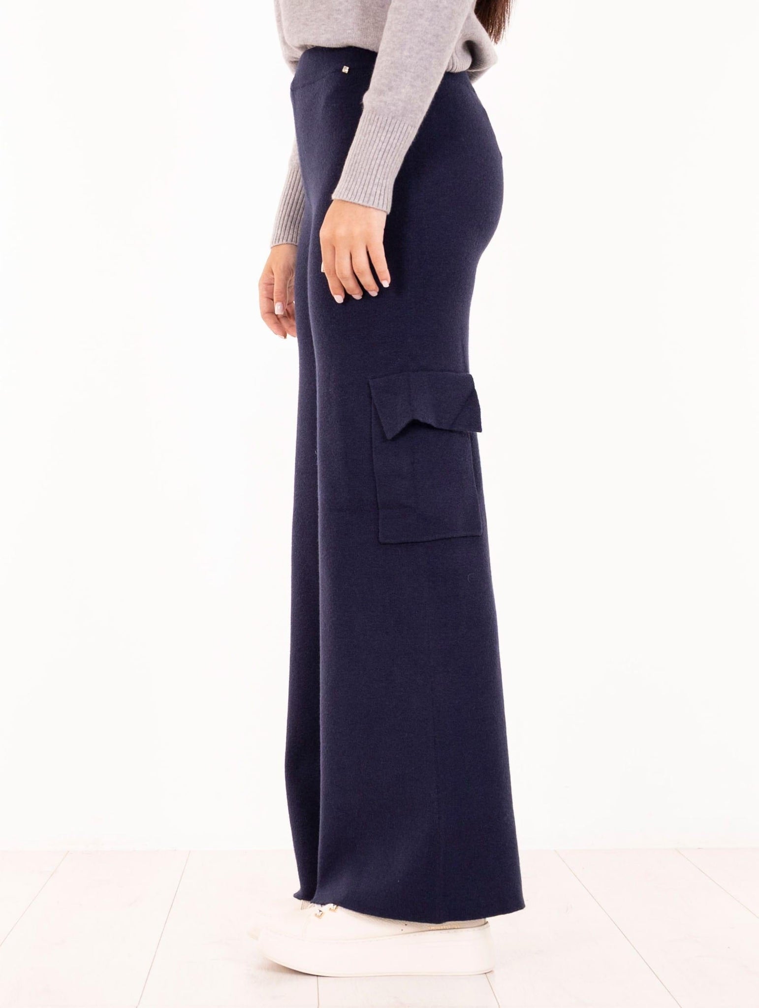 Pantalone Cargo White Wise in Viscosa Blu