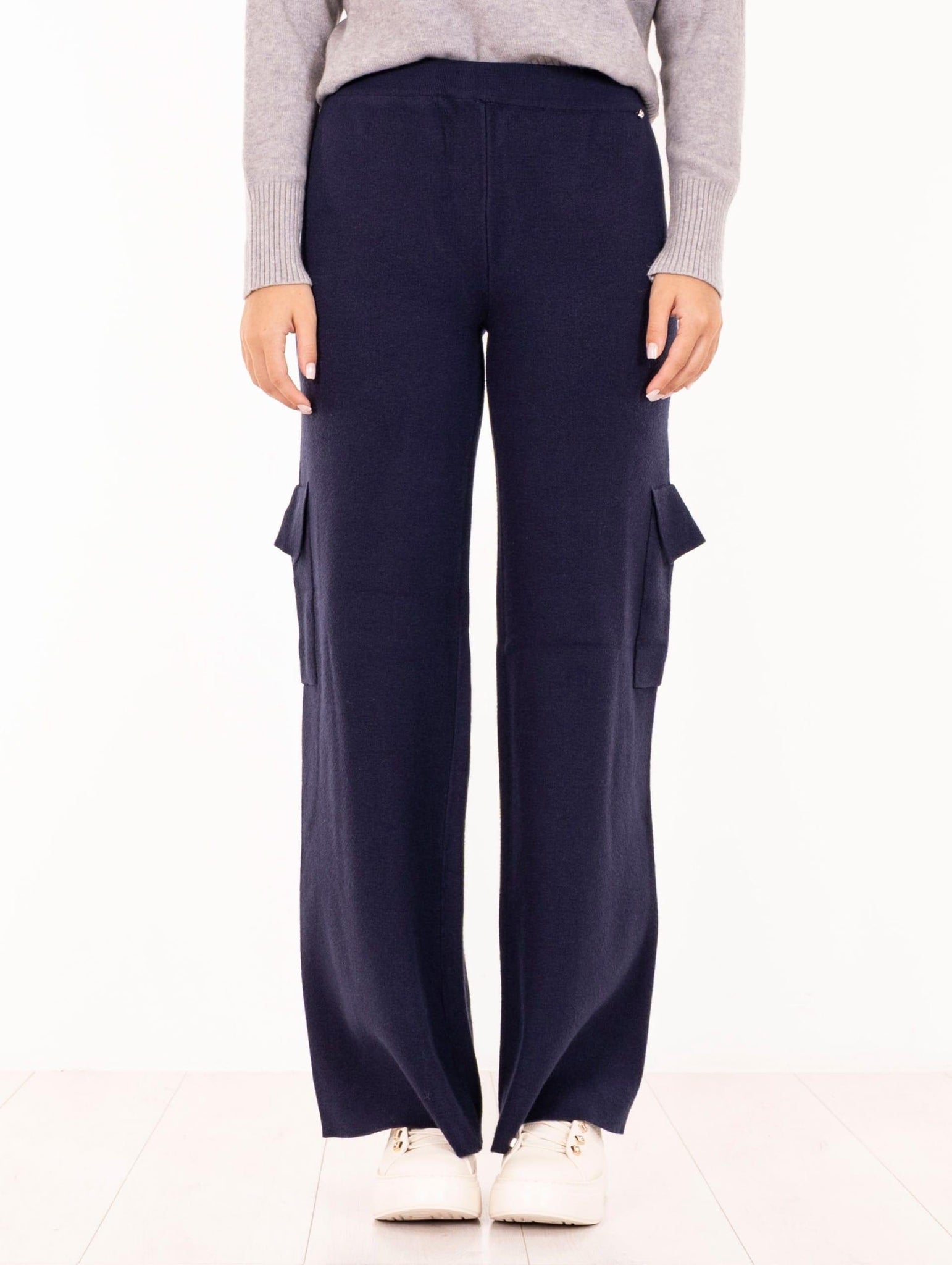 Pantalone Cargo White Wise in Viscosa Blu