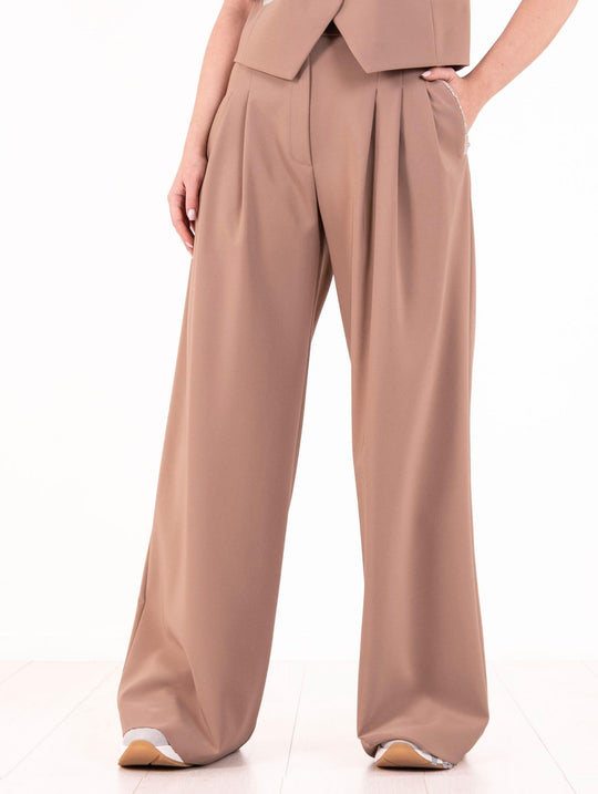 Pantalone D.exterior con Monile in Cadì Stretch Mocha