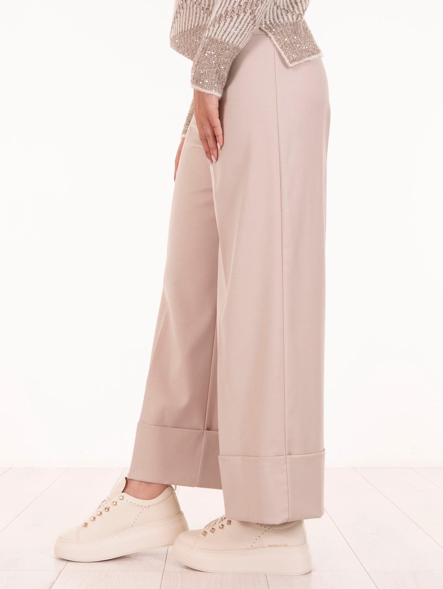 Pantalone D.Exterior in Flanella Tecnica Avorio