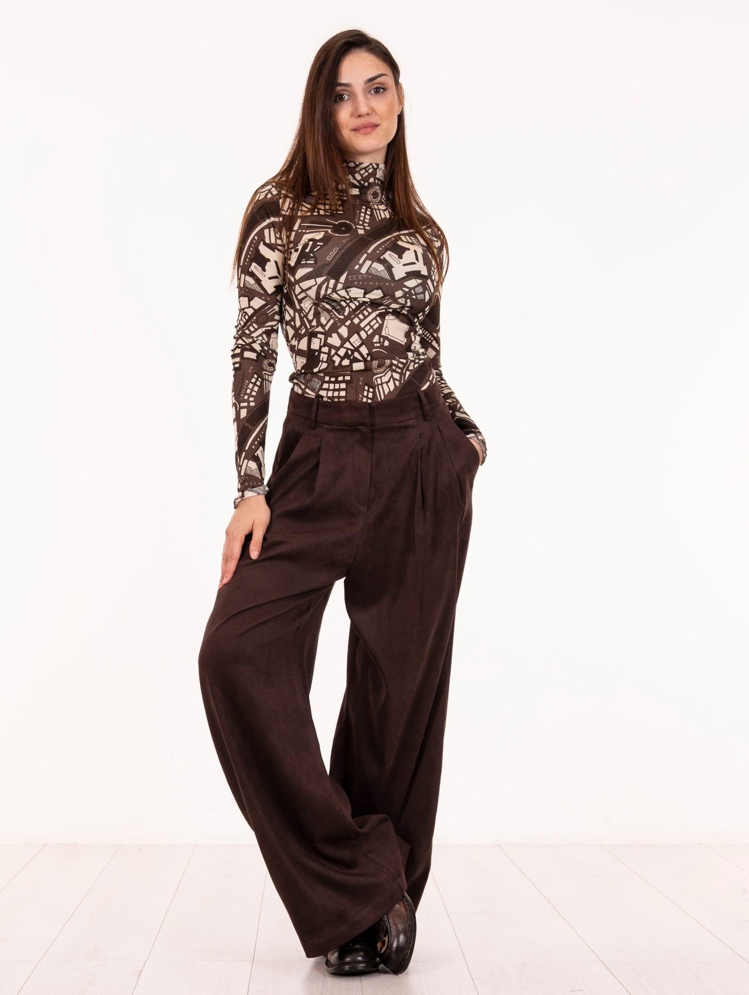 Pantalone Dainetto Alysi in Suede Choco