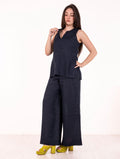 Pantalone Daniele Fiesoli in Puro Lino Navy