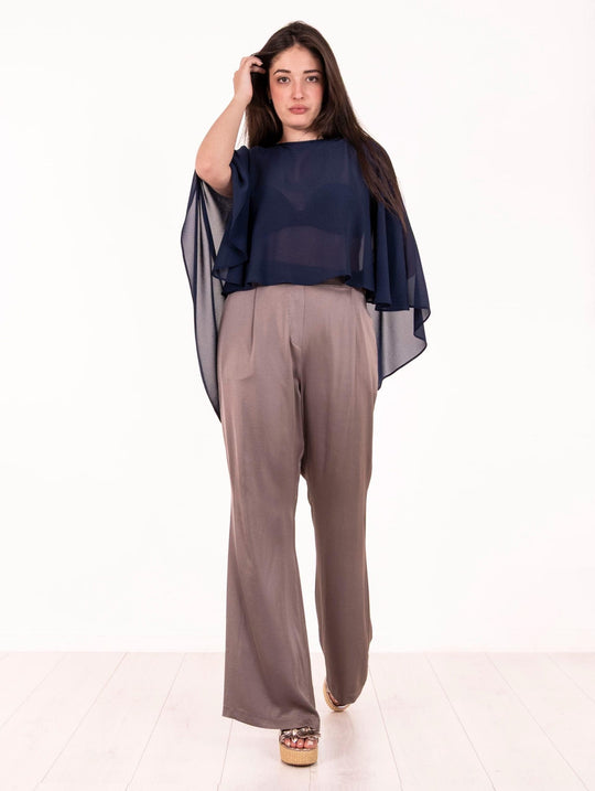 Pantalone Daniele Fiesoli in Viscosa Stretch Fango