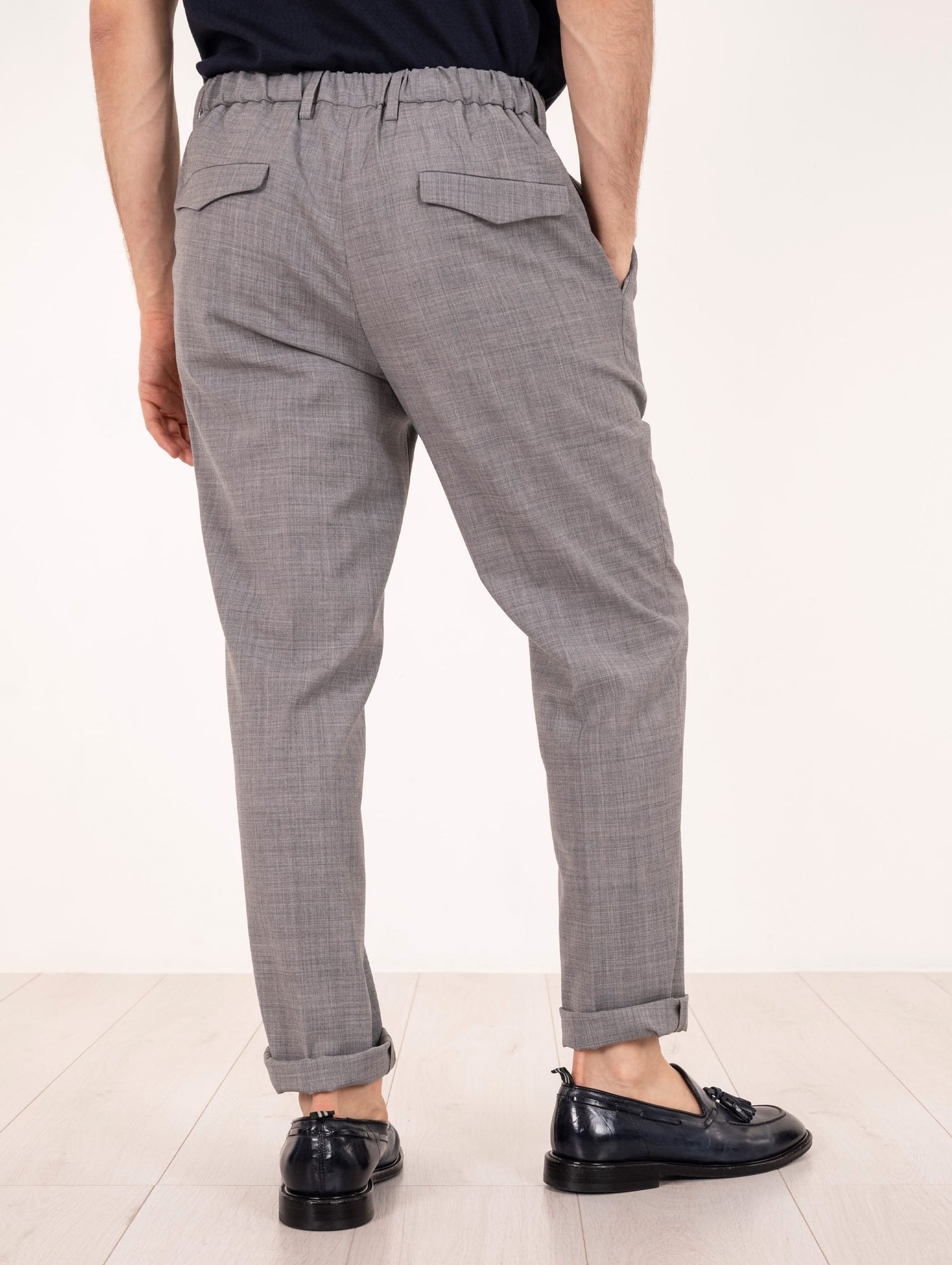 Pantalone Devore Chino in Tecno Wool Grigio Chiaro