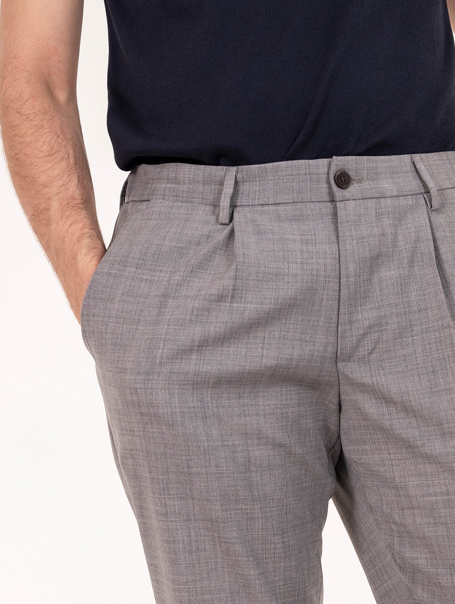 Pantalone Devore Chino in Tecno Wool Grigio Chiaro