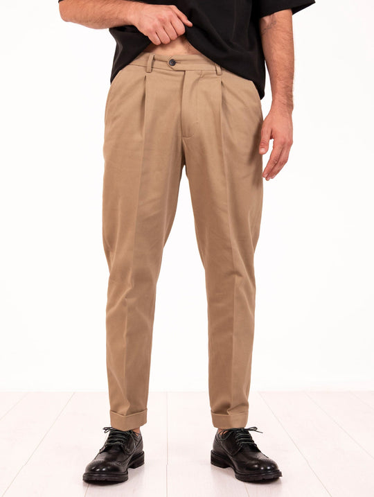 Pantalone Devore in Cotone Cammello