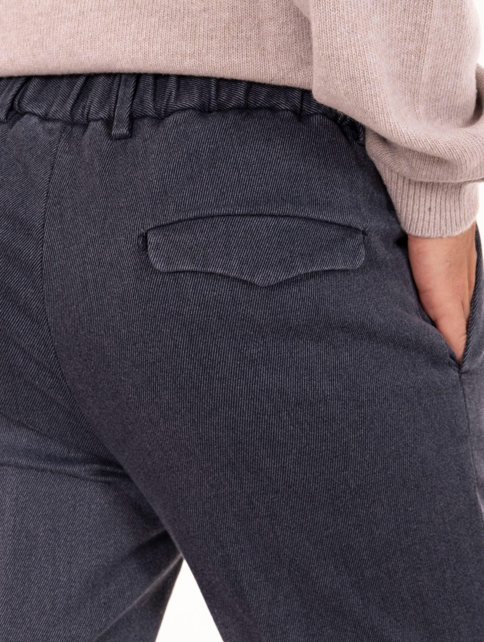 Pantalone Devore in Cotone Cover Melange Navy e Panna