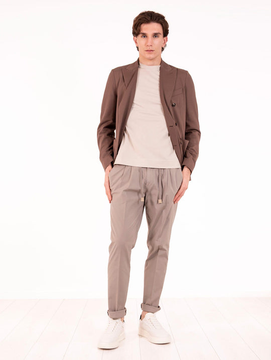 Pantalone Devore in Cotone Fango