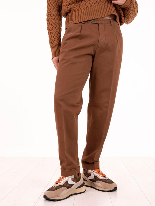Pantalone Devore in Cotone Piquet Nocciola
