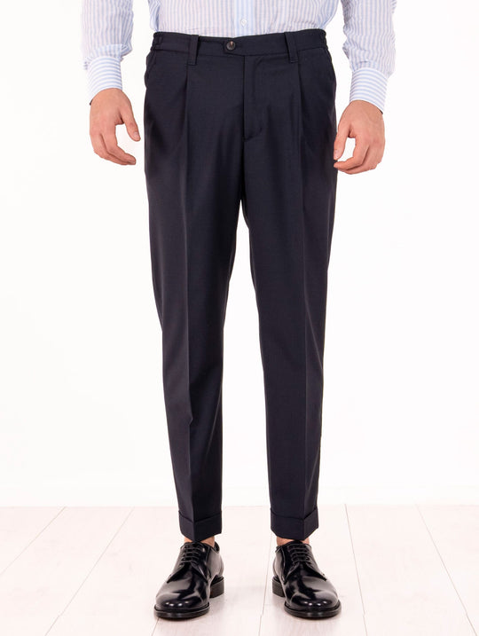 Pantalone Devorè in Lana Piquet Blu