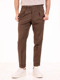 Pantalone Devorè in Lana Piquet Tabacco Melange