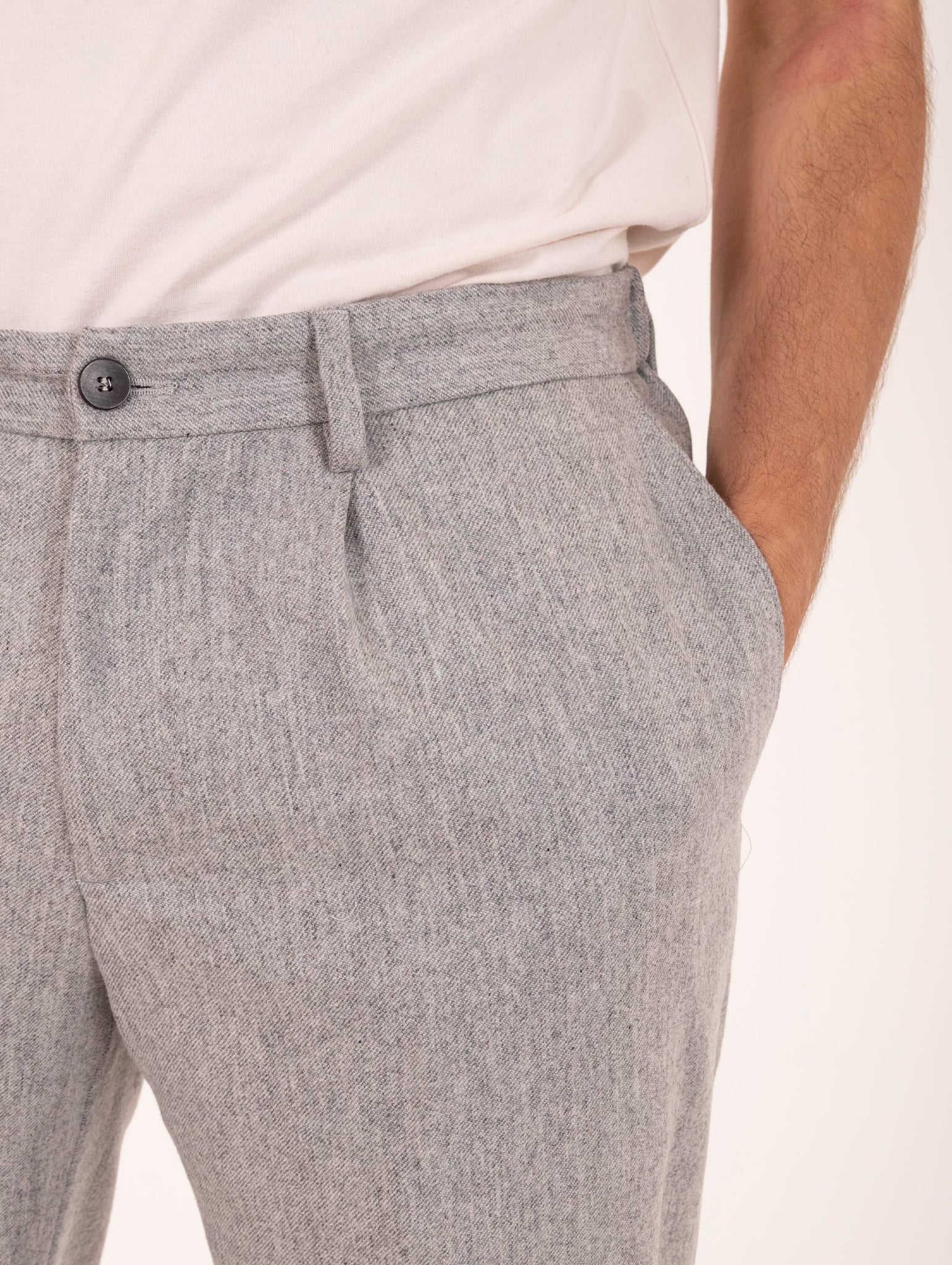 Pantalone Devorè in Lana Vergine Grigio Melange