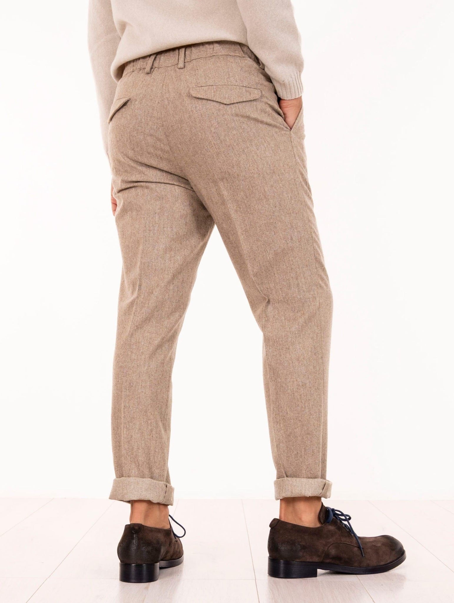 Pantalone Devorè in Lana Vergine Sabbia Melange