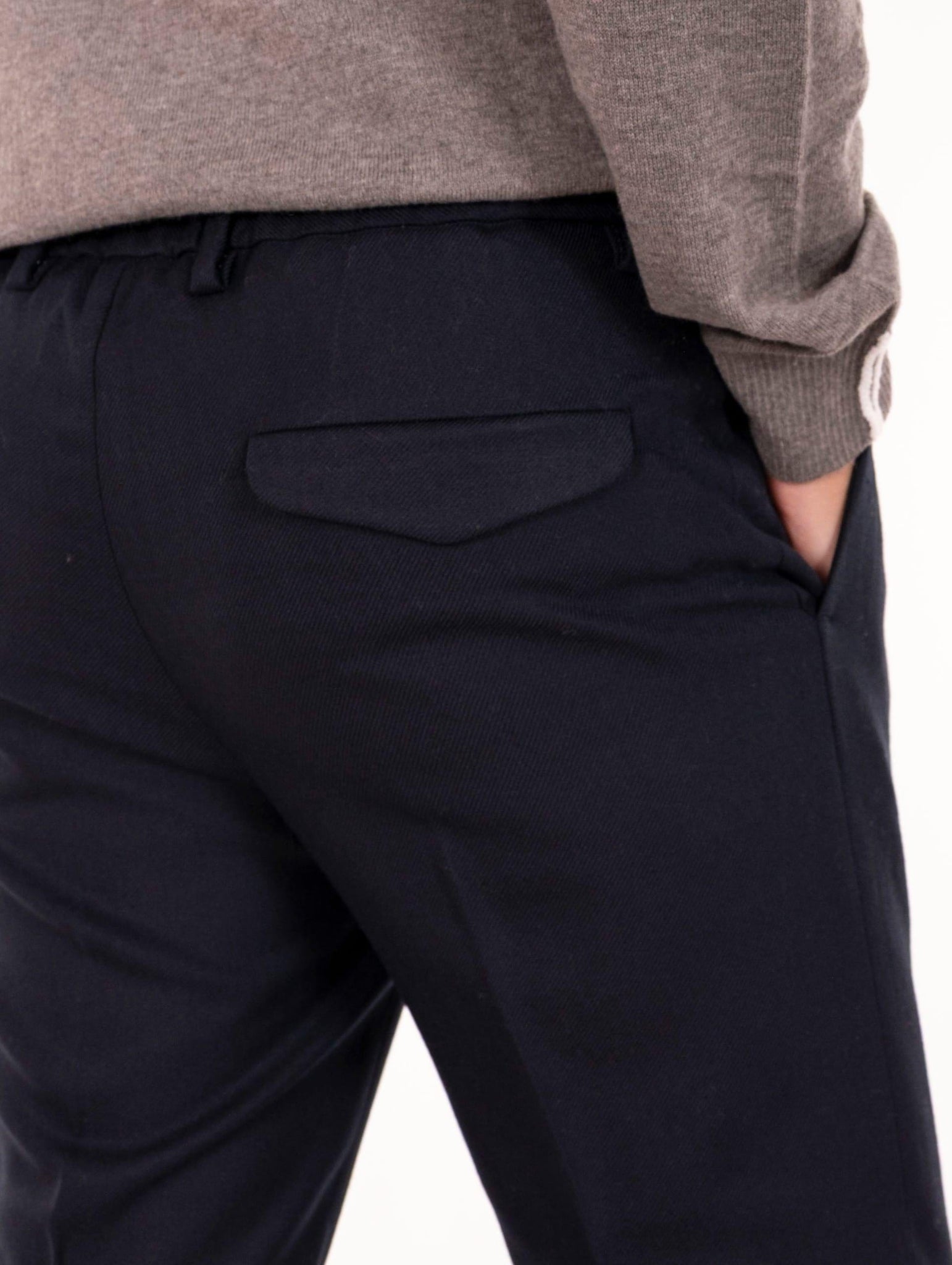 Pantalone Devore in Misto Lana Blu Notte