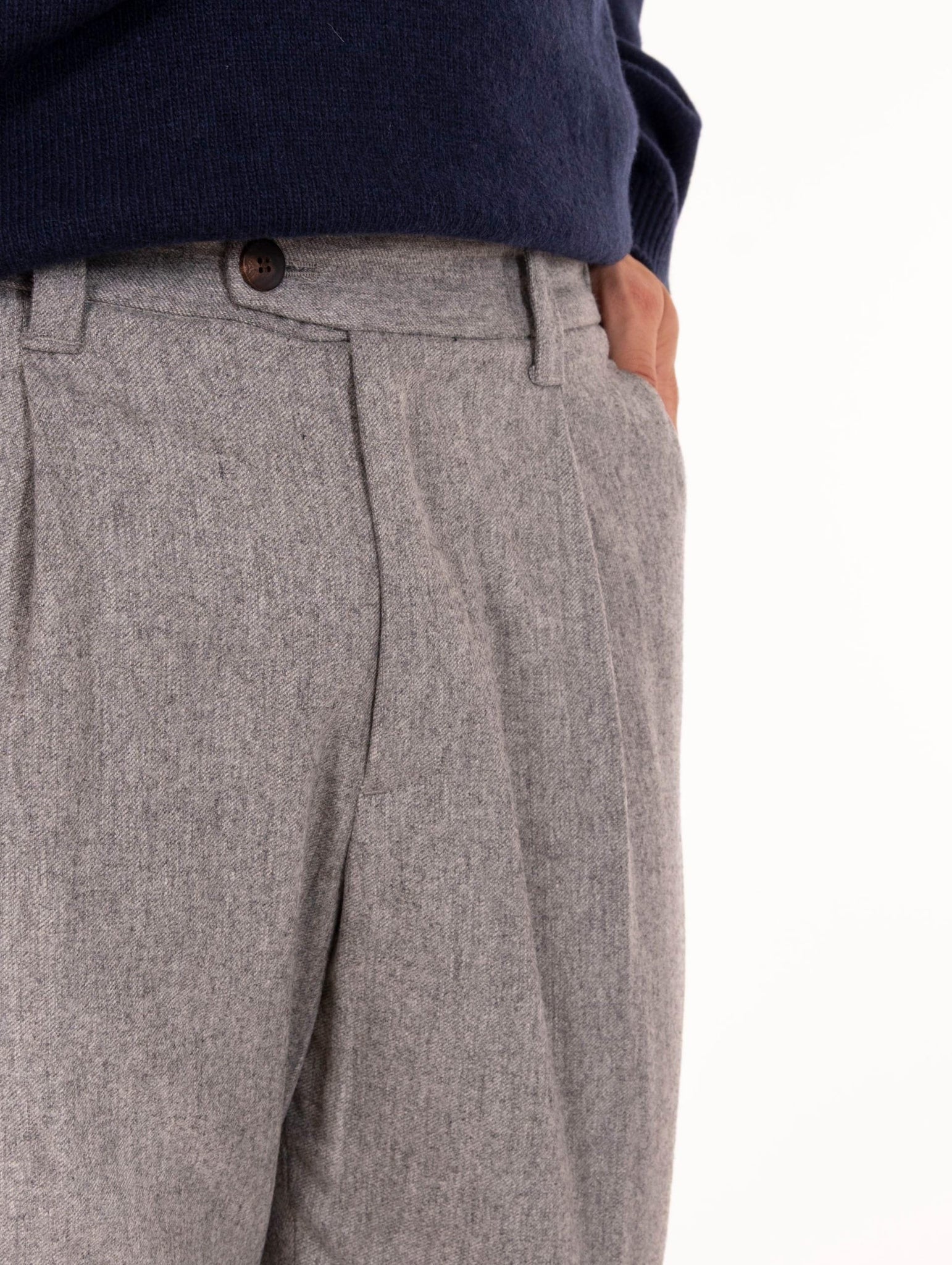 Pantalone Devorè in Misto Lana Grigio Chiaro Melange