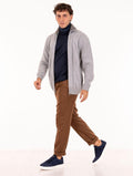Pantalone Devore in Mischwolle Tabak