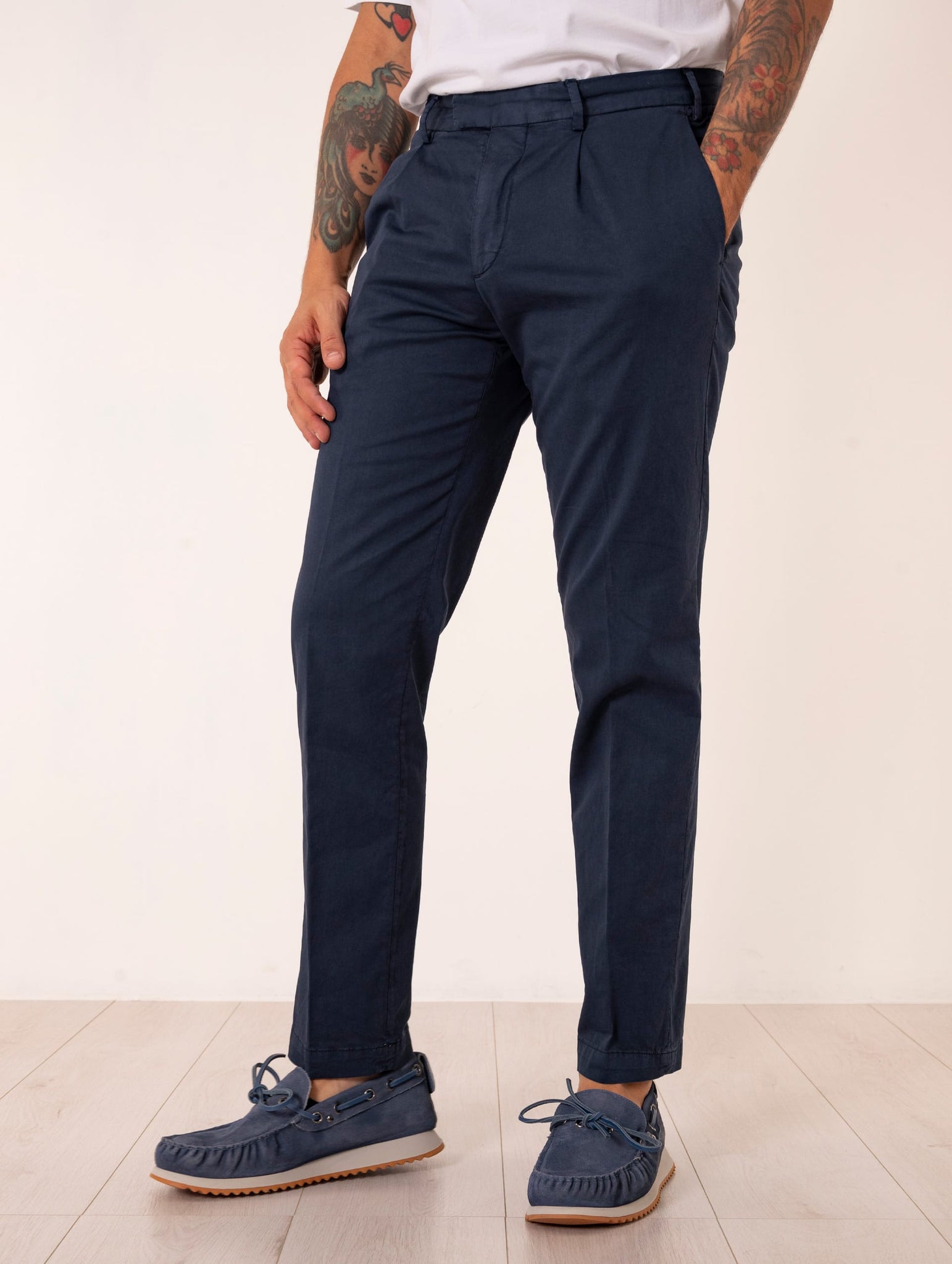 Pantalone Devore in Supima Raso e Seta Navy