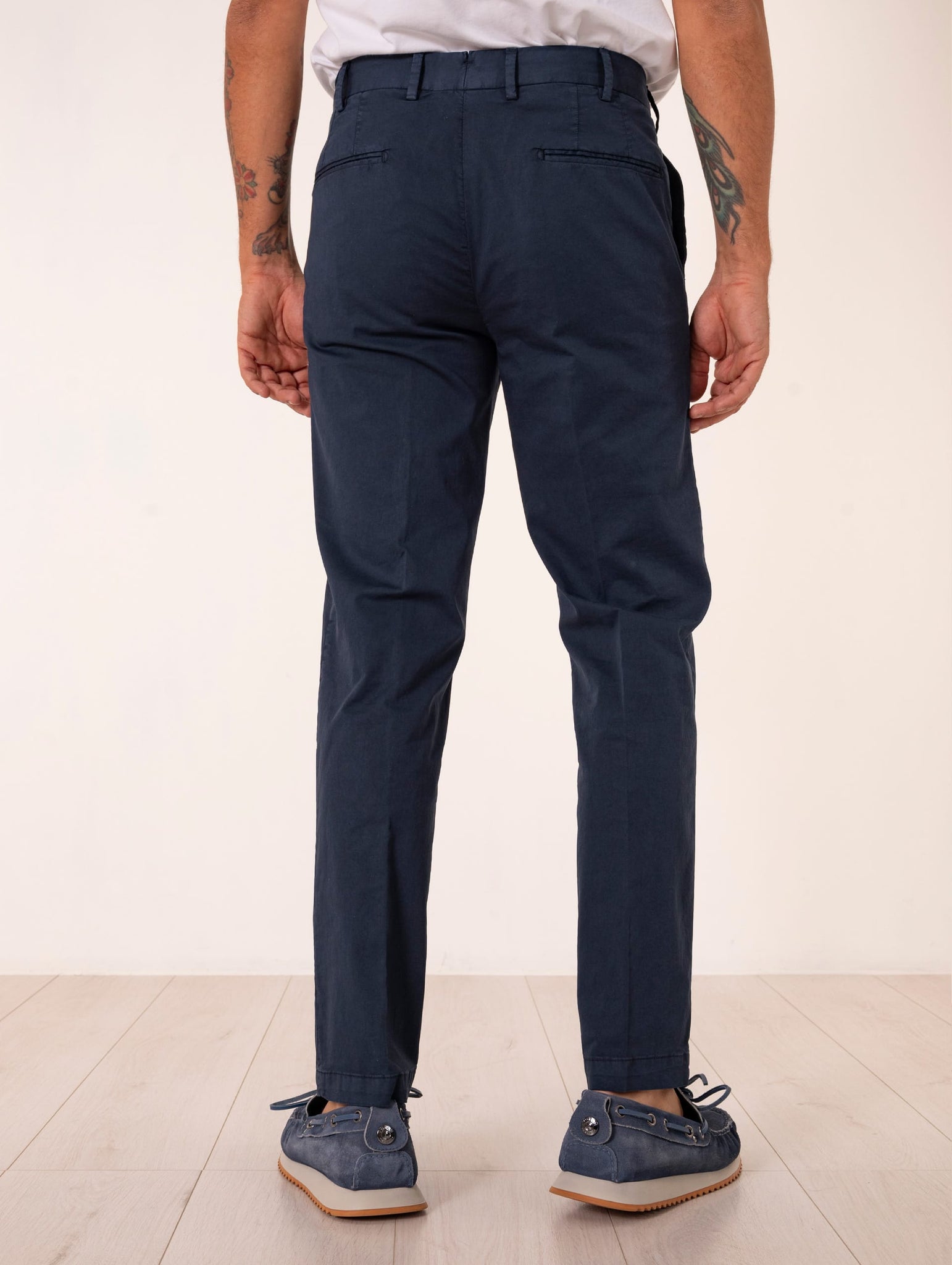 Pantalone Devore in Supima Raso e Seta Navy