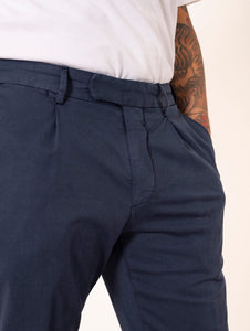 Pantalone Devore in Supima Raso e Seta Navy