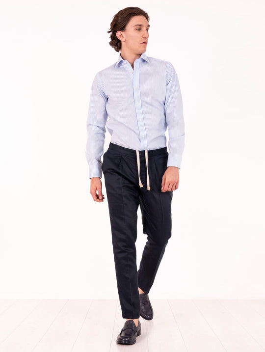 Hose Devore Jogger aus Lyocell und Leinen Navy