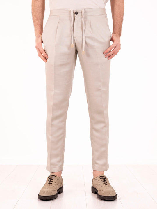 Pantalone Devore Jogger in Lyocell e Lino Sabbia