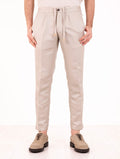 Pantalone Devore Jogger in Lyocell e Lino Sabbia