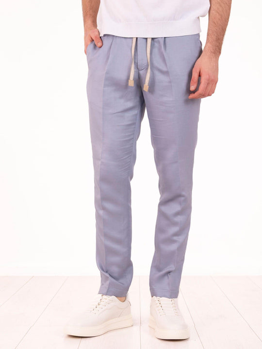 Pantalone Devore Jogger in Tencel e Lino Carta da Zucchero