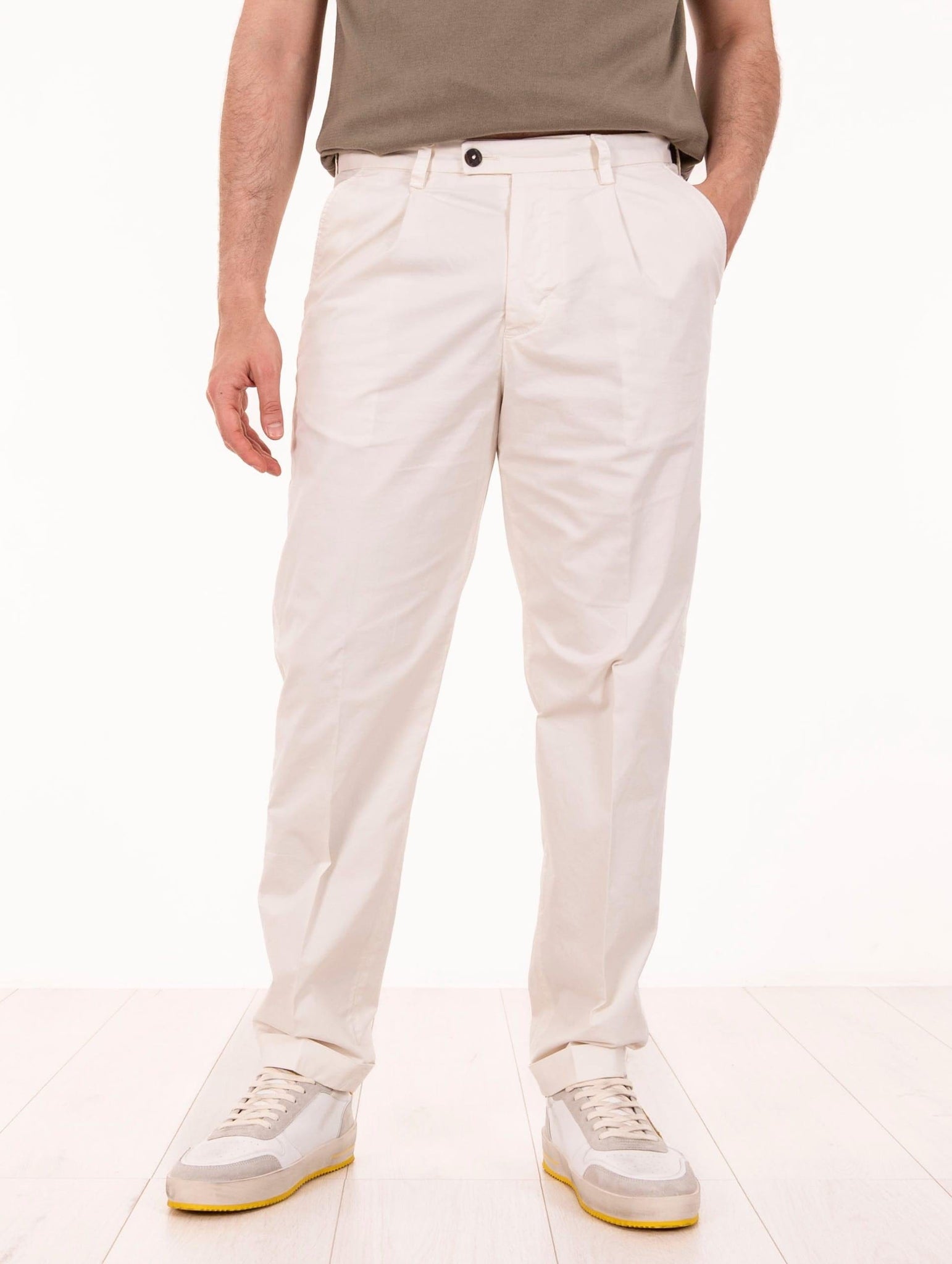 Pantalone Devore per Four Stroke in Supima Ice Extrafine Latte
