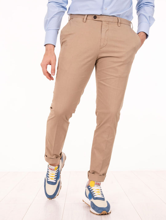 Pantalone Devore per Four Stroke Slim  in Cotone Cammello