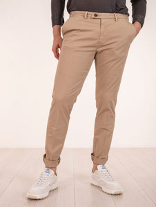 Pantalone Devore per Four Stroke Slim in Cotone Cammello