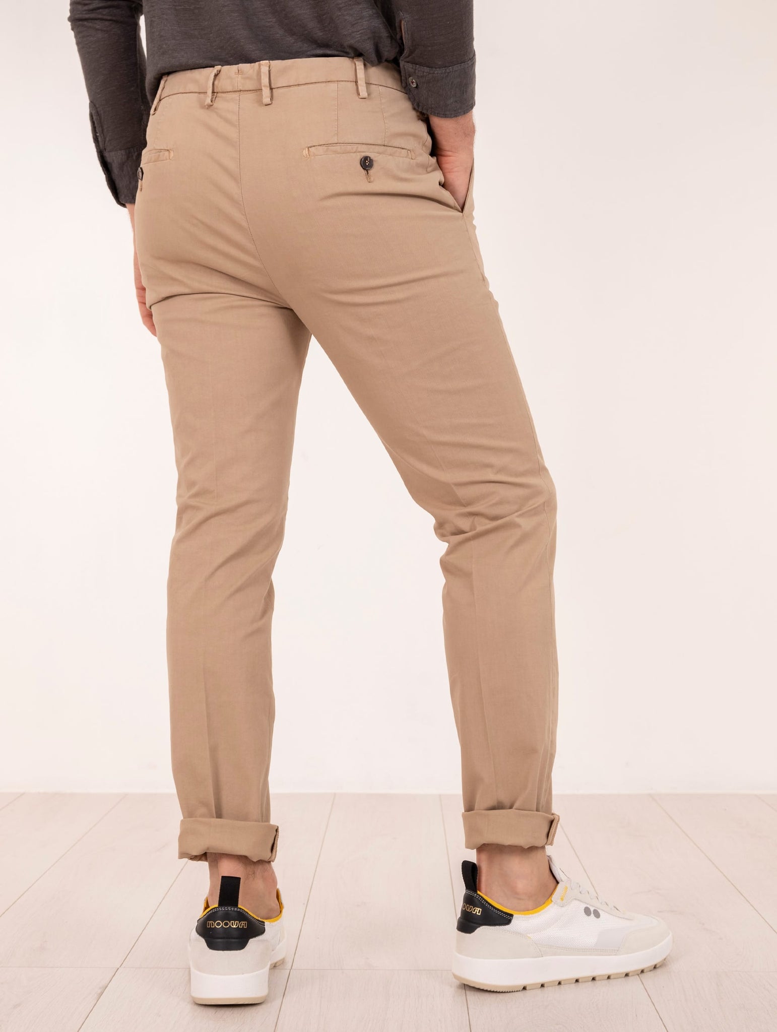 Pantalone Devore per Four Stroke Slim in Cotone Cammello