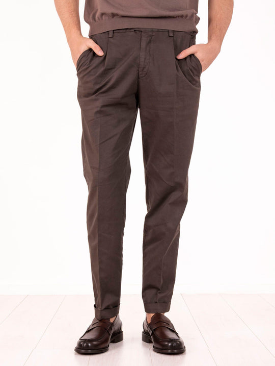 Pantalone Four Stroke by Devore in Cotone e Seta Cioccolato