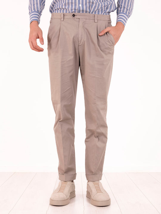 Pantalone Four Stroke by Devore in Cotone e Seta Fango