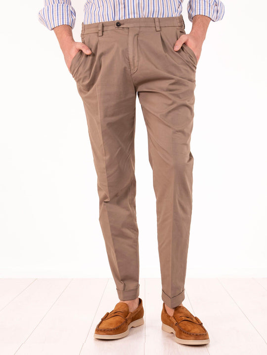 Pantalone Four Stroke by Devore in Cotone e Seta Nocciola