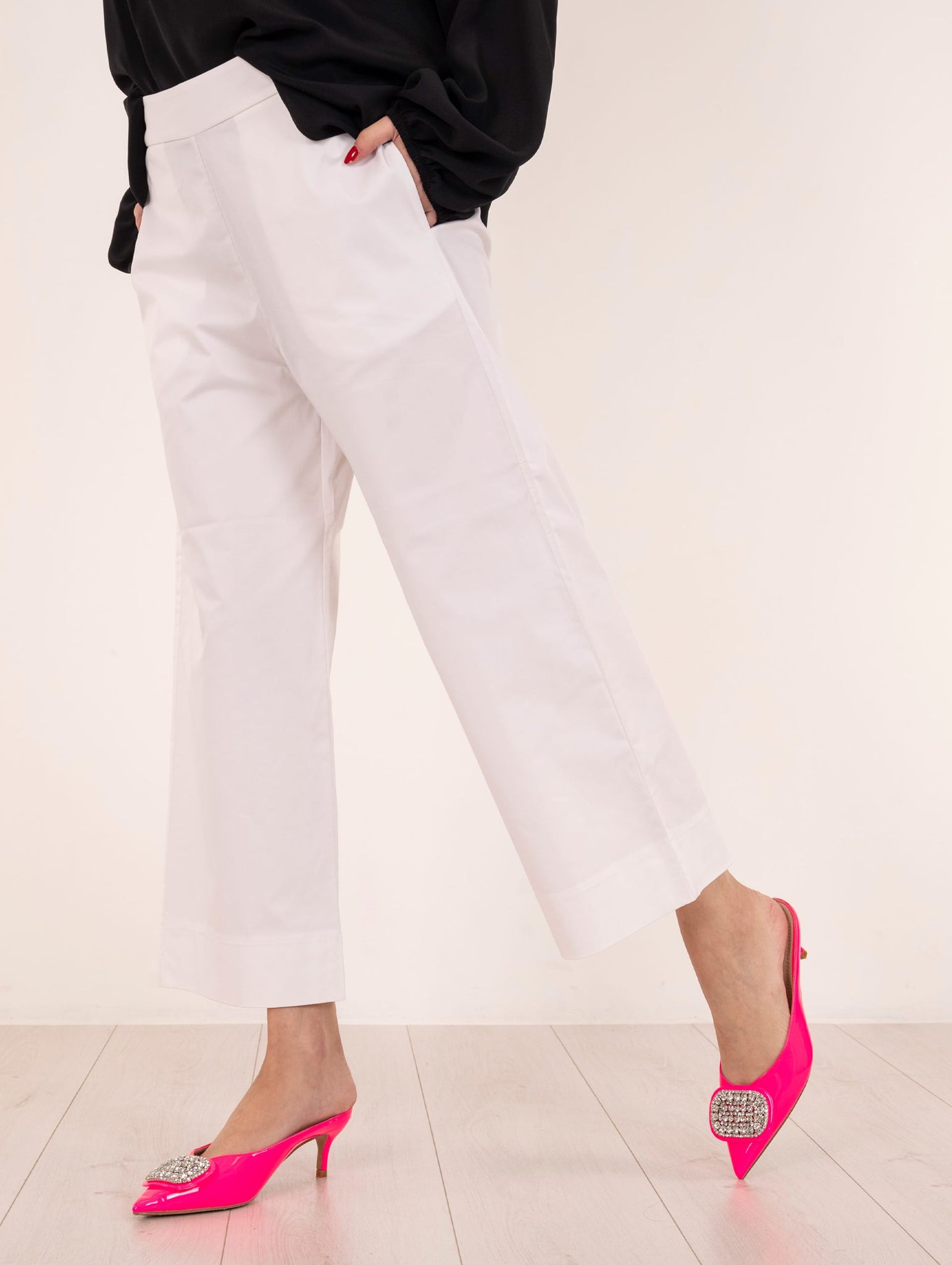 Pantalone Garconne Alpha Studio in Cotone Elasticizzato Bianco