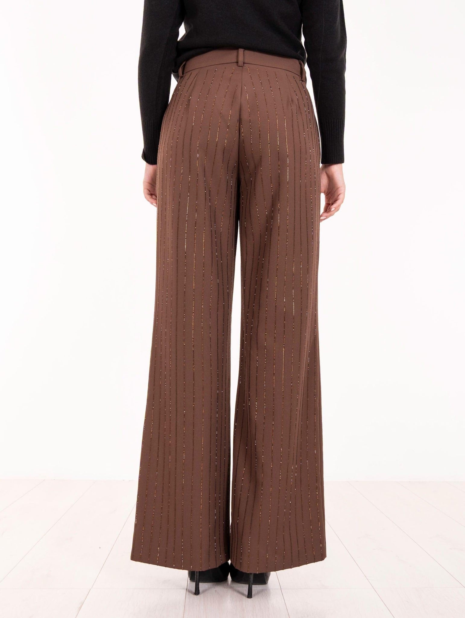 Pantalone Gessato Diamanti Nosecrets Cioccolato