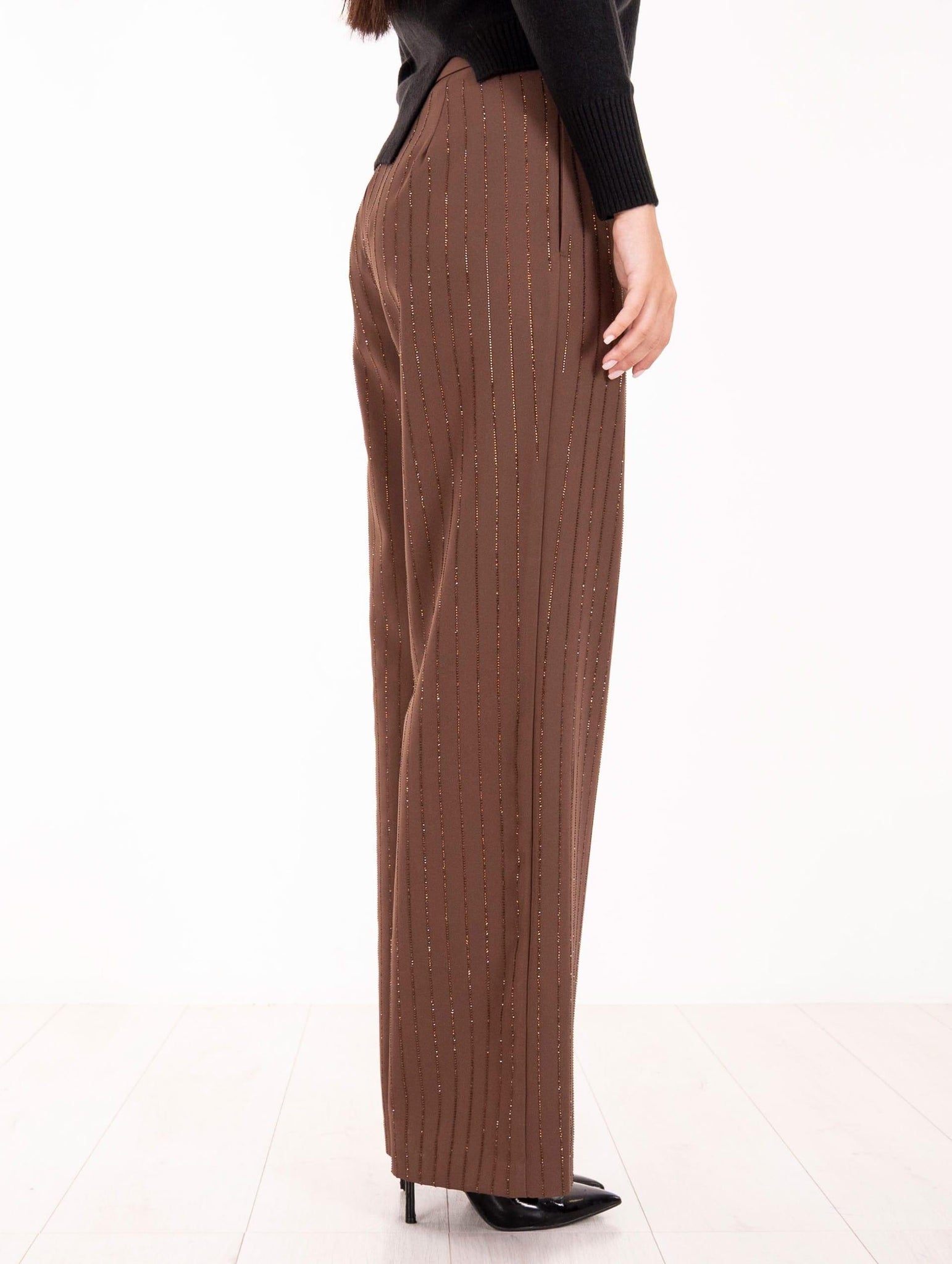 Pantalone Gessato Diamanti Nosecrets Cioccolato