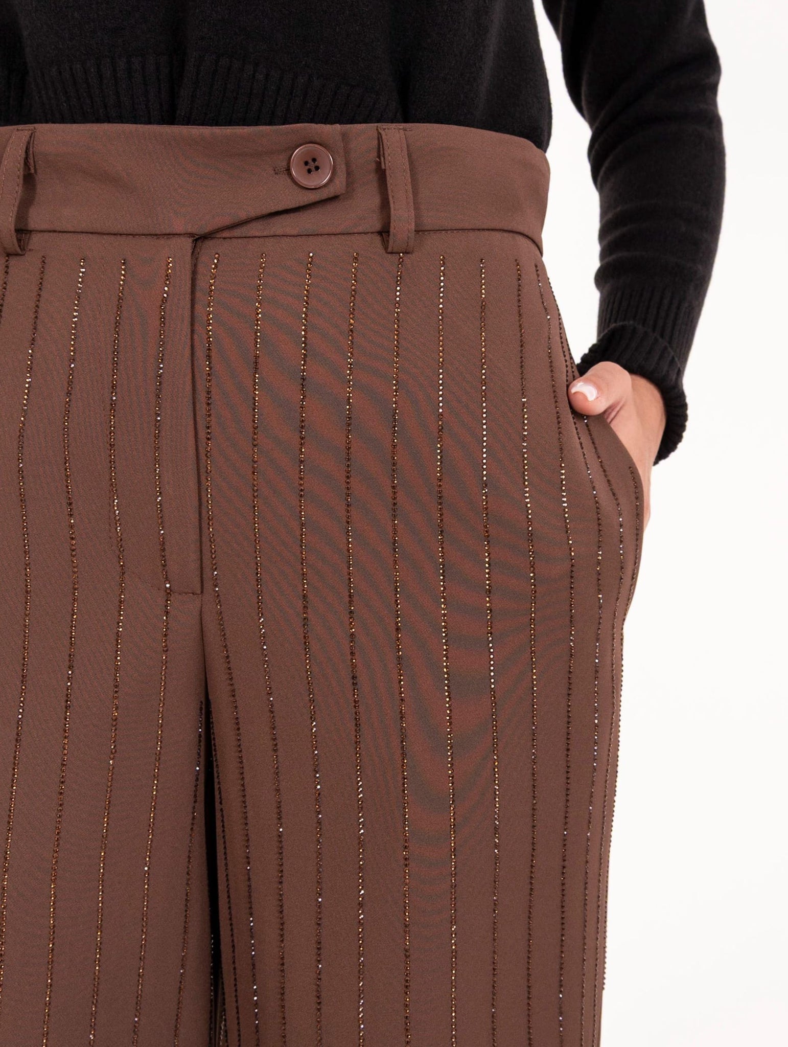 Pantalone Gessato Diamanti Nosecrets Cioccolato