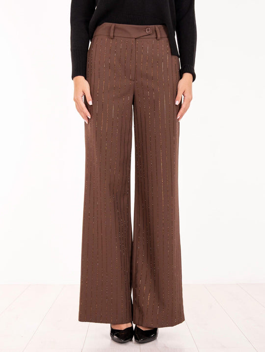 Pantalone Gessato Diamanti Nosecrets Cioccolato