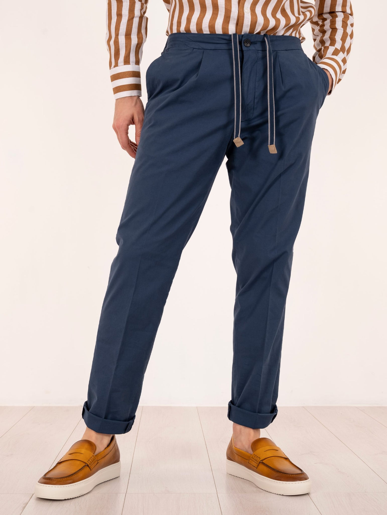 Pantalone Jogging Devorè in Cotone Piuma Indaco